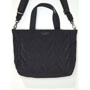 Kate Spade New York Ellie Quilted Nylon Small Tote Crossbody Bag | Black